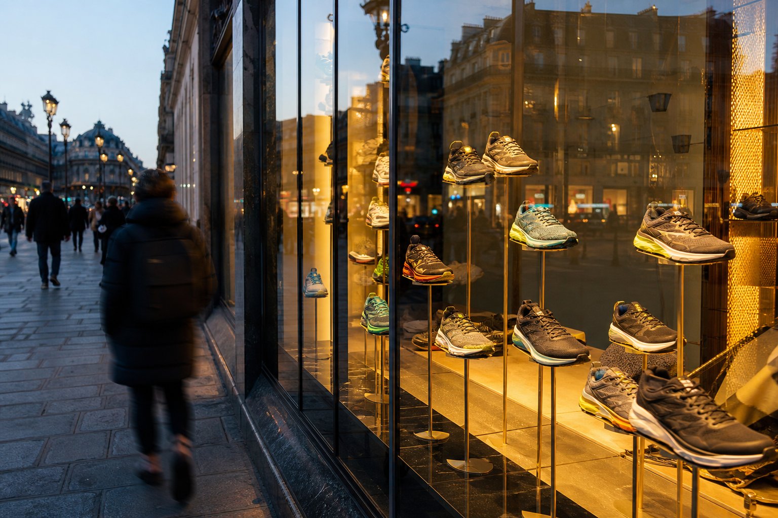 On Running sur les Champs-Élysées : le running monte en vitrine