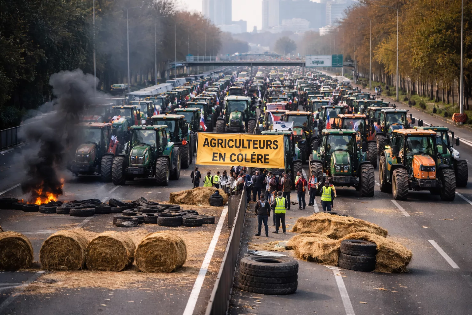 Agriculteurs en blocage : la colère qui paralyse routes et villes