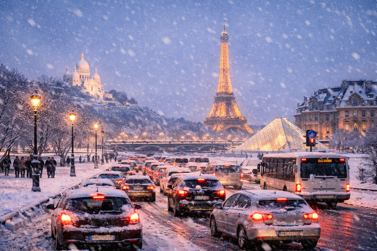 Paris sous la neige : la capitale sublimée par le blanc, les Franciliens piégés par les bouchons