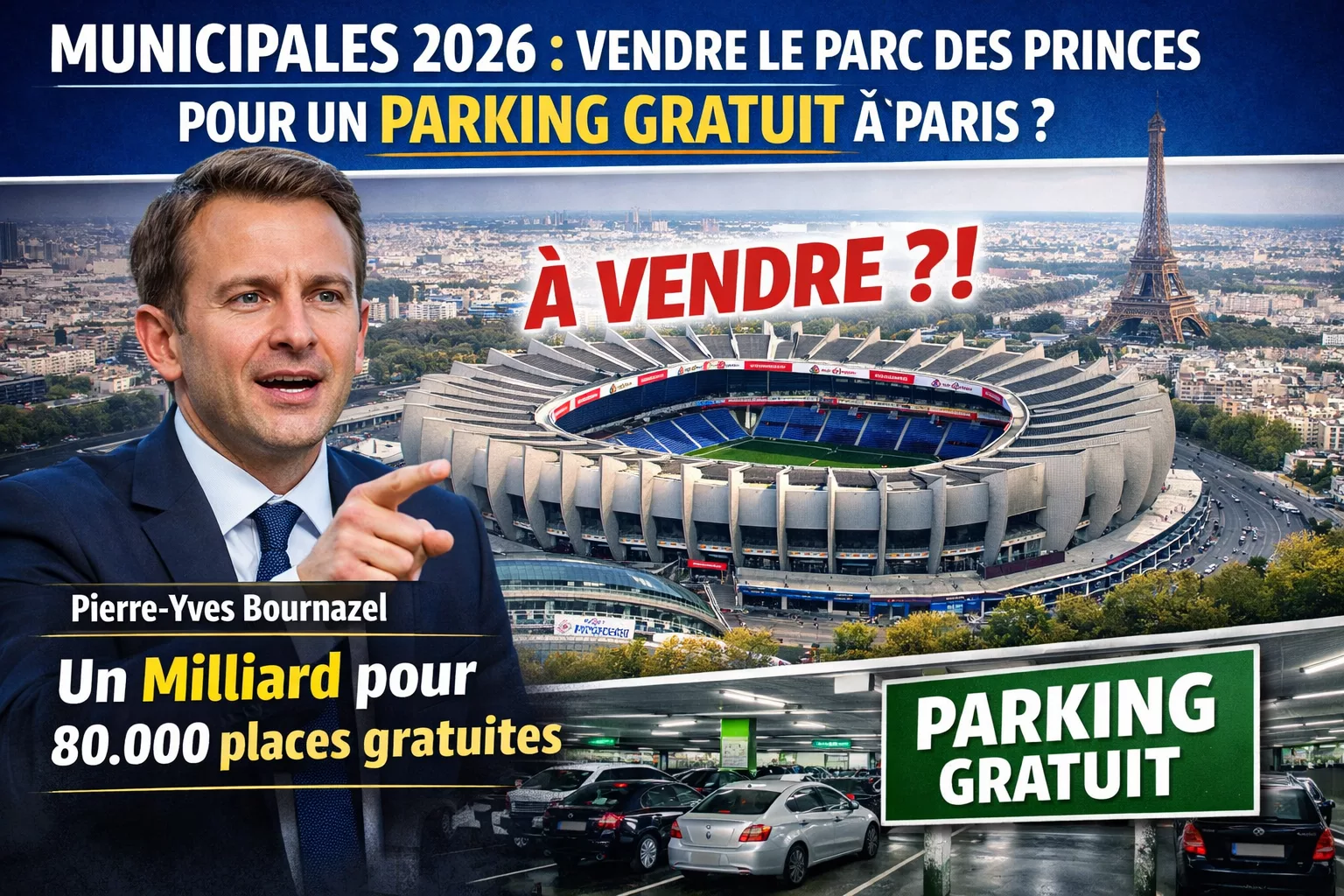 Municipales 2026 à Paris : vendre le Parc des Princes pour offrir le stationnement souterrain gratuit, le pari à haut risque de Pierre-Yves Bournazel
